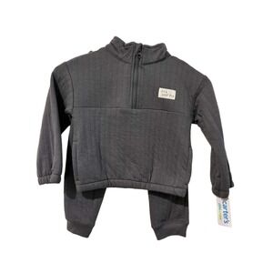 Carters Child of Mine 24M‎ Quilted Quarter Zip Pullover and Jogger Set Gray
